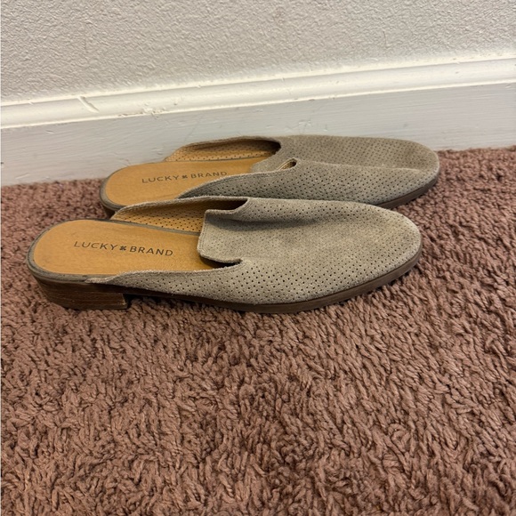 Lucky Brand Shoes - 2 FOR $25 Lucky Brand Coryna Mule Flat Shoes Leather Slip On Taupe Suede 8.5